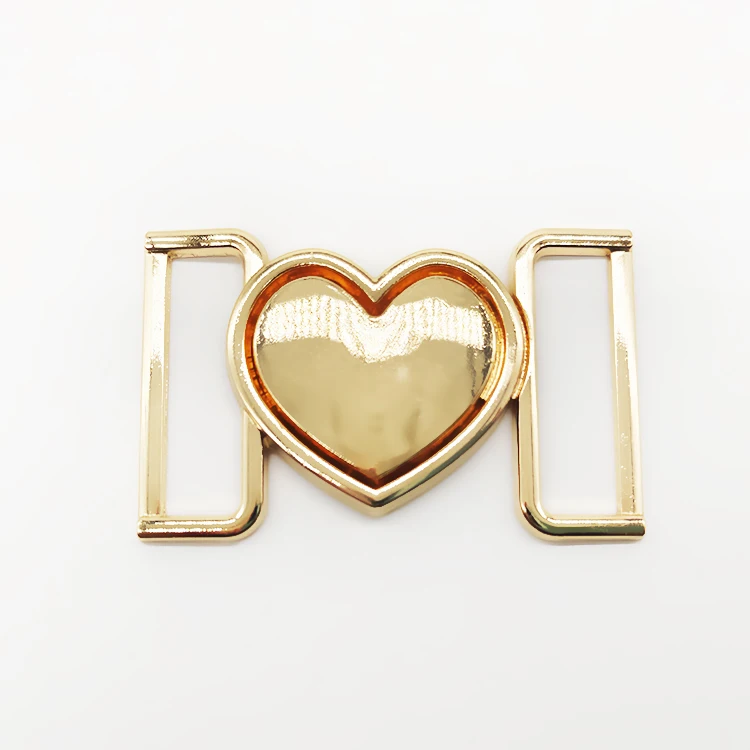 Customized Garment Hardware Parts Luxury Golden Heart Shape Belt Buckle Zinc Alloy Quick Release Metal Straps Buckle For Women