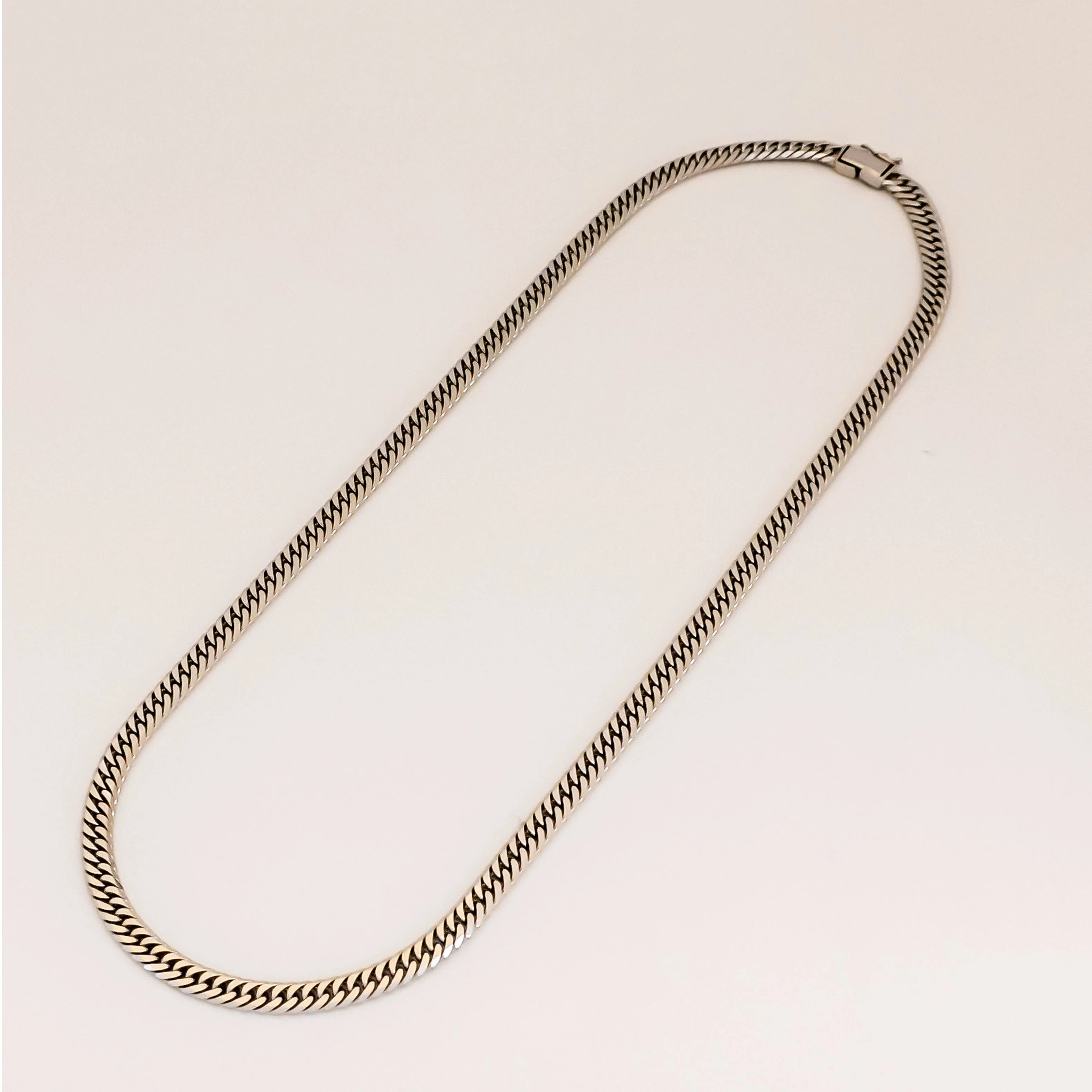 
Pt850 6 sides cut double curb chain 50cm 50g body custom necklace 