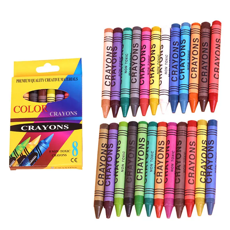 Custom Wax Crayons Set for Kids, Crayons Wholesale Price Retail Box Package 6 Colors Professional