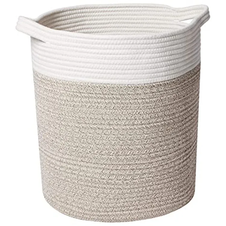 QJMAX High Quality  Customized Foldable Large Cotton Rope Storage Basket