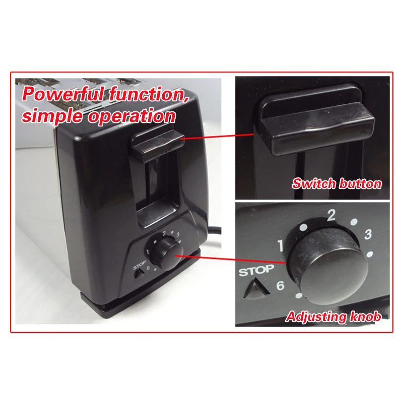 Электрический тостер с двойной панелью для завтрака, хлеба-сэндвич, 4 ломтика, тостер для хлеба для домашнего использования