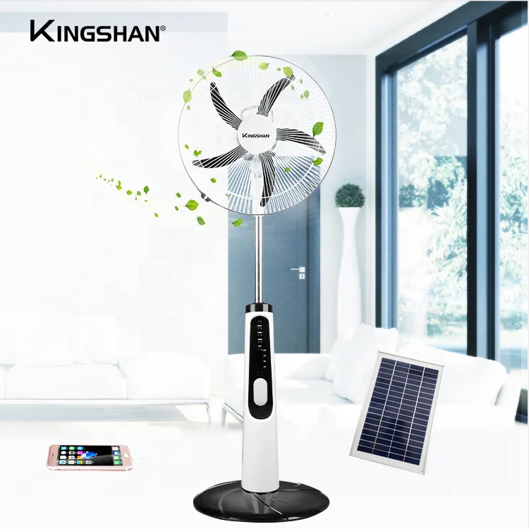 AC DC Solar Emergency Fan Floor Rechargeable Fan 18 Inch Charging Fan with Led Light