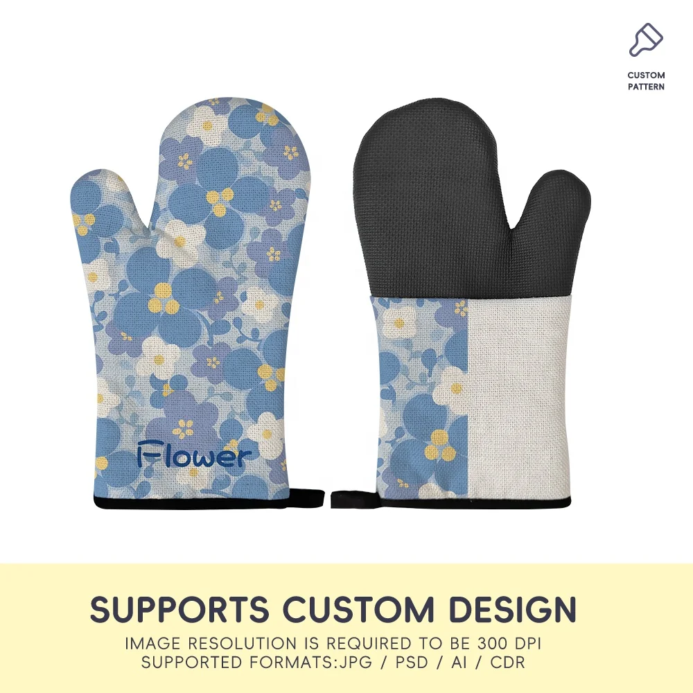 Prosub Sublimation Blank Linen Oven Gloves With Silicone Heat Insulation Mitts For Microwave Oven