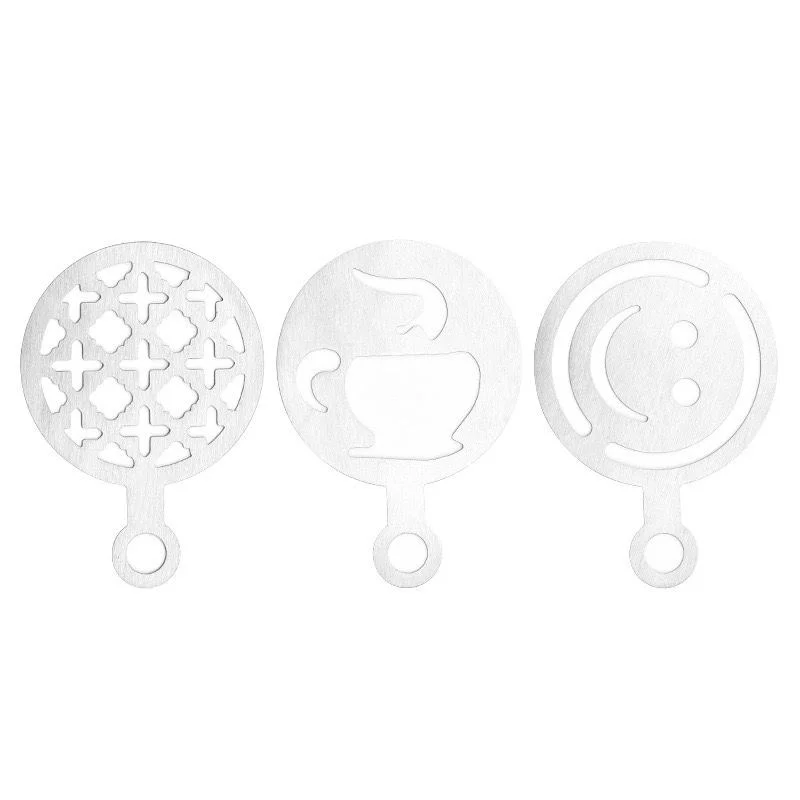 430 Stainless Steel Coffee Latte Art Mold Reusable Cappuccino Decorating Stencils Cake Cookie Spray Paint Art Baking Mold