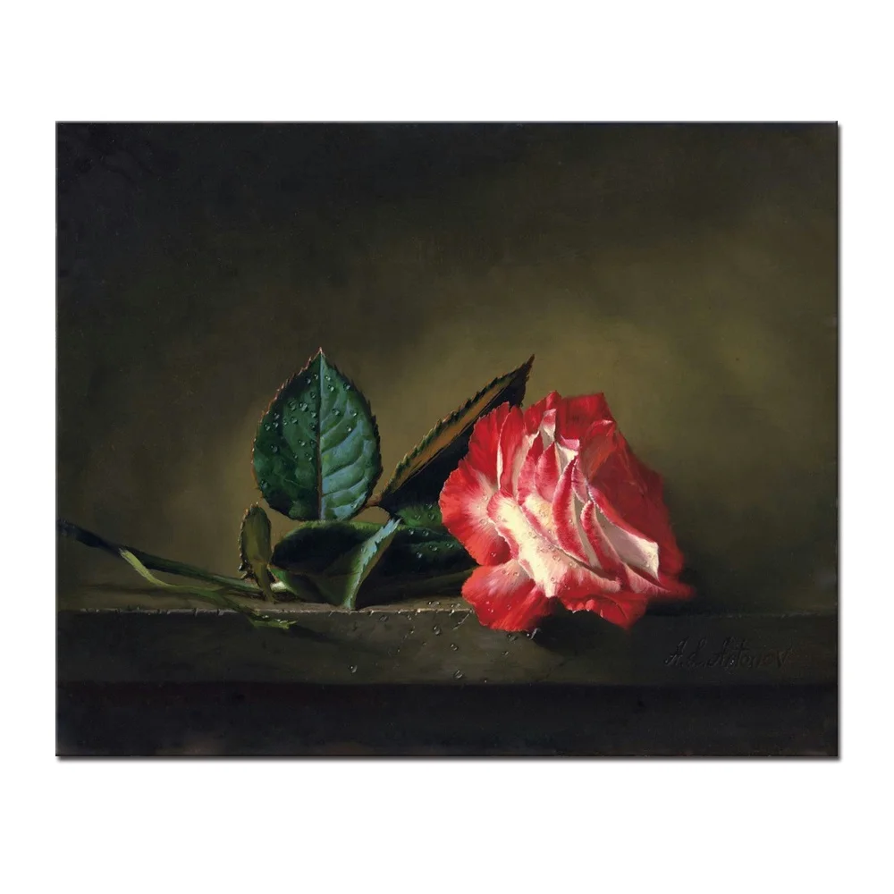 Wall art printing Interior Design No Stretch Realistic Romantic Red Rose Flower Wall Painting