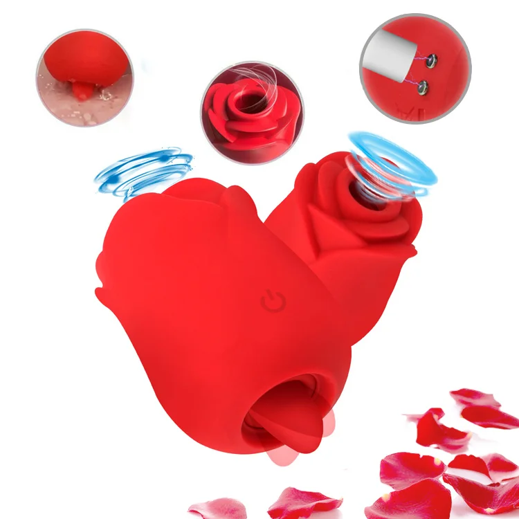 Вибрационный массаж киски клитор Вибрирующая присоска оральное сосание лизание Стимуляция клитора мягкий вибратор Роза секс-игрушка с языком