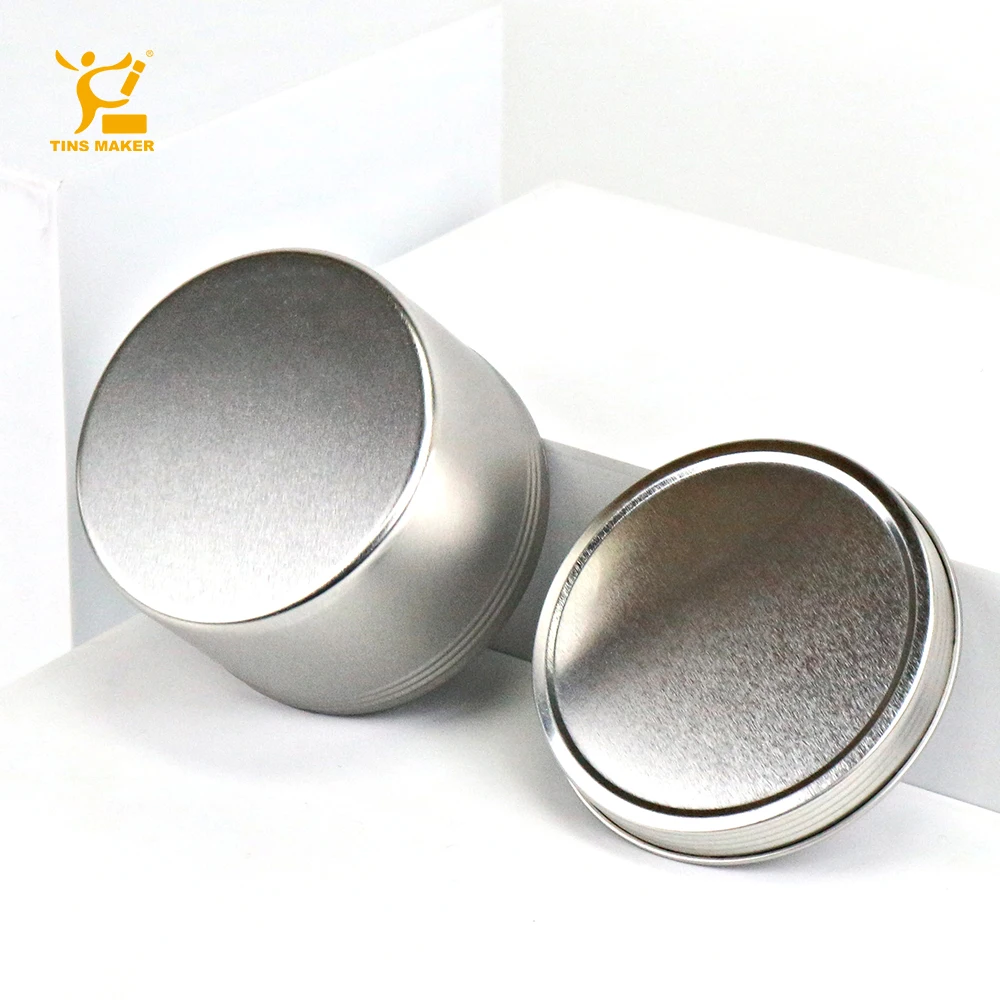 Customized Silver Empty Round Gift Metal Tin Box 8 oz Tin Candle Container Jar Box Tin Can for Candle Candy Wax Tea Gift