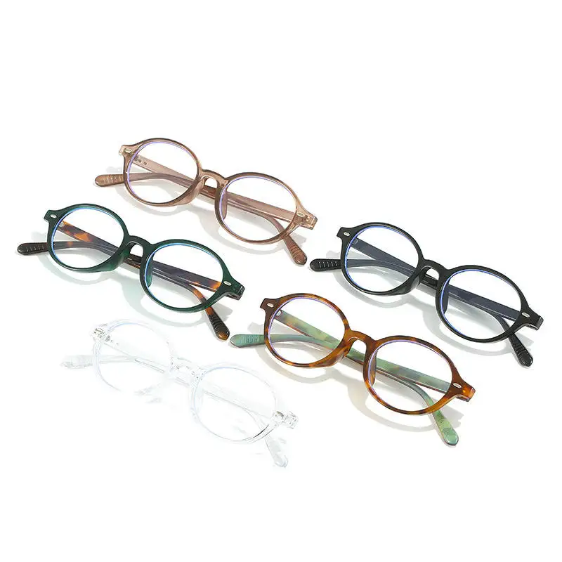 Classic Round Plain Glass Anti Blue Light Pc Lens Eyeglass Frame Trendy Optical Frames