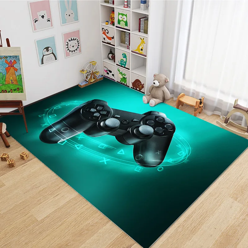Large Game Area Rugs 3D Gamer Carpet Living Room Boys Bedroom Controller Player Decor Mat Non-Slip Crystal Floor Polyester Mat