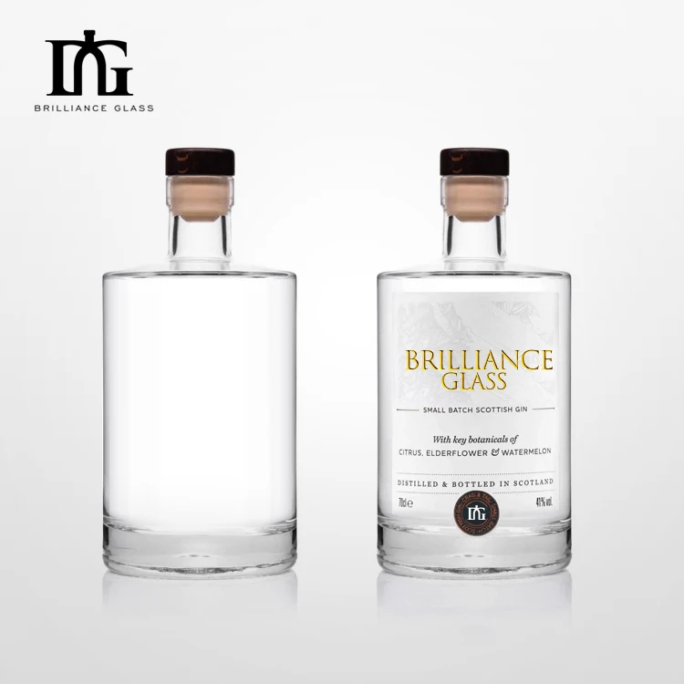 Custom luxury classic shape 500ml 750ml rum vodka whiskey gin bottle spirits glass bottle