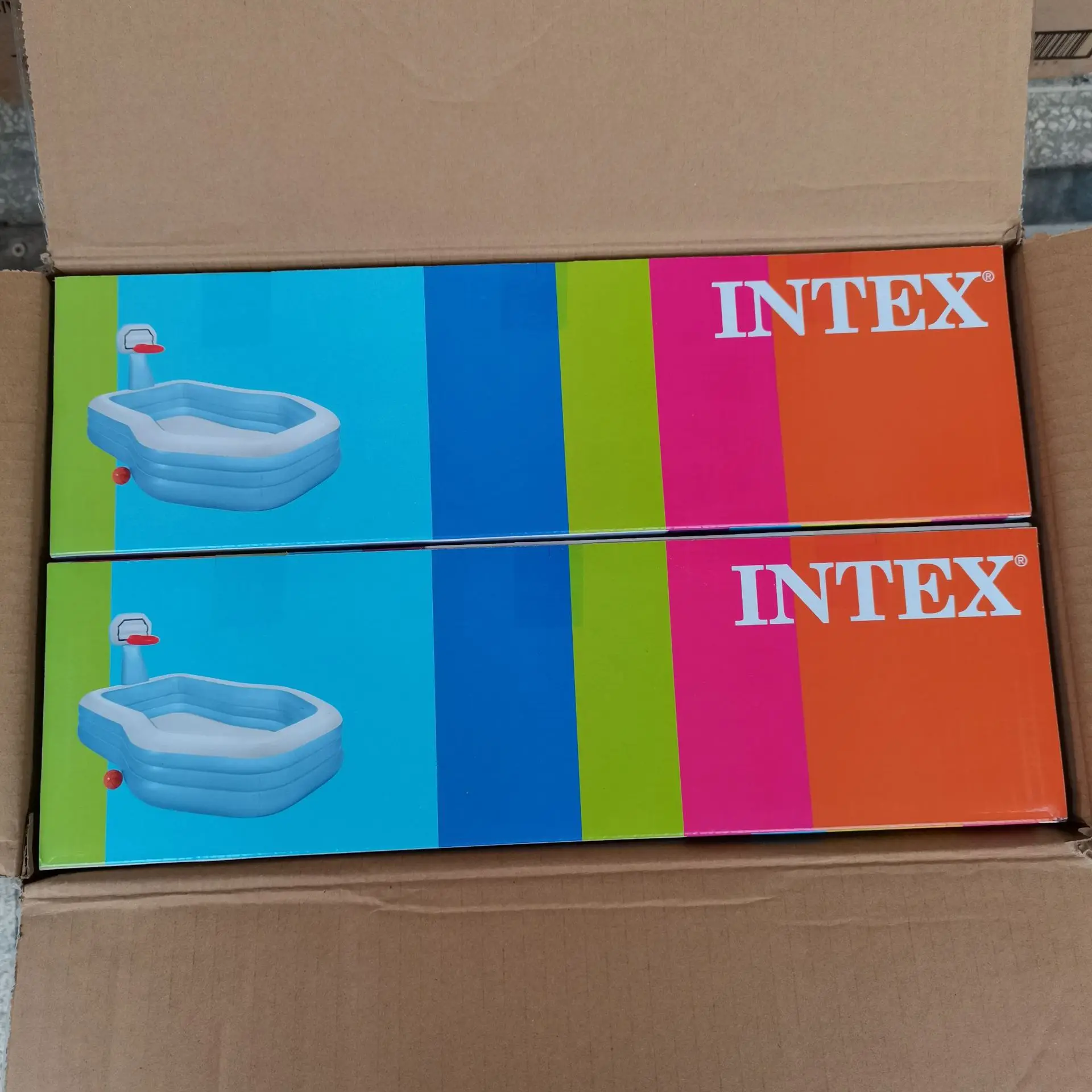 INTEX 57183 Stocked Inflatable Basketball Shooting Frame Swimming Pool for Children Outdoor Playing