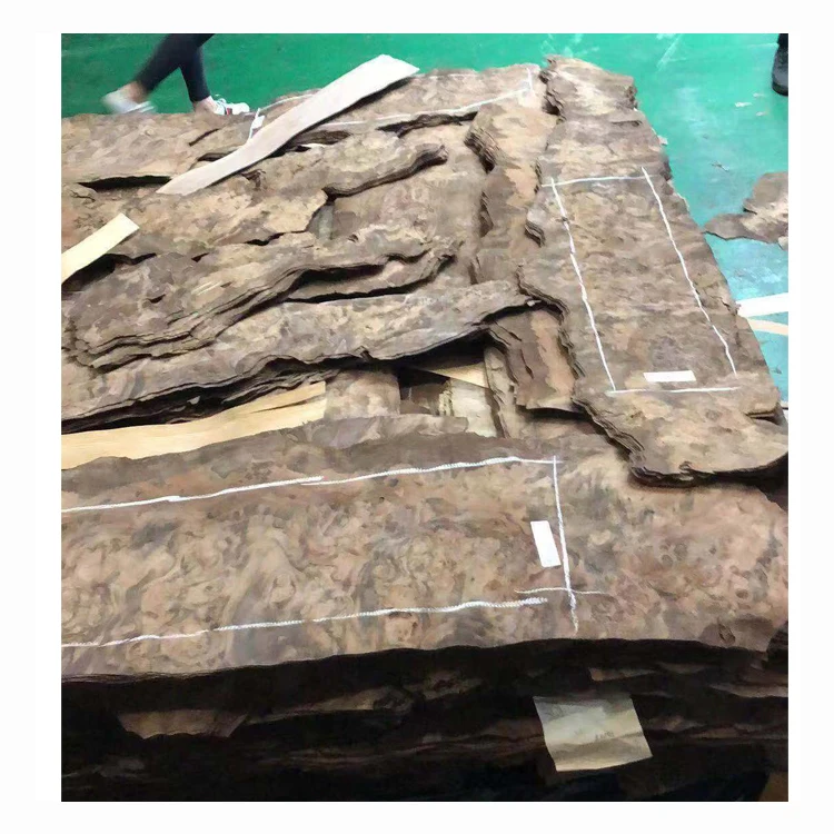 AAA-Grade 0.6mm Rotary Cut Walnut Burl wood Veneer  For furniture plywood Wall Panel