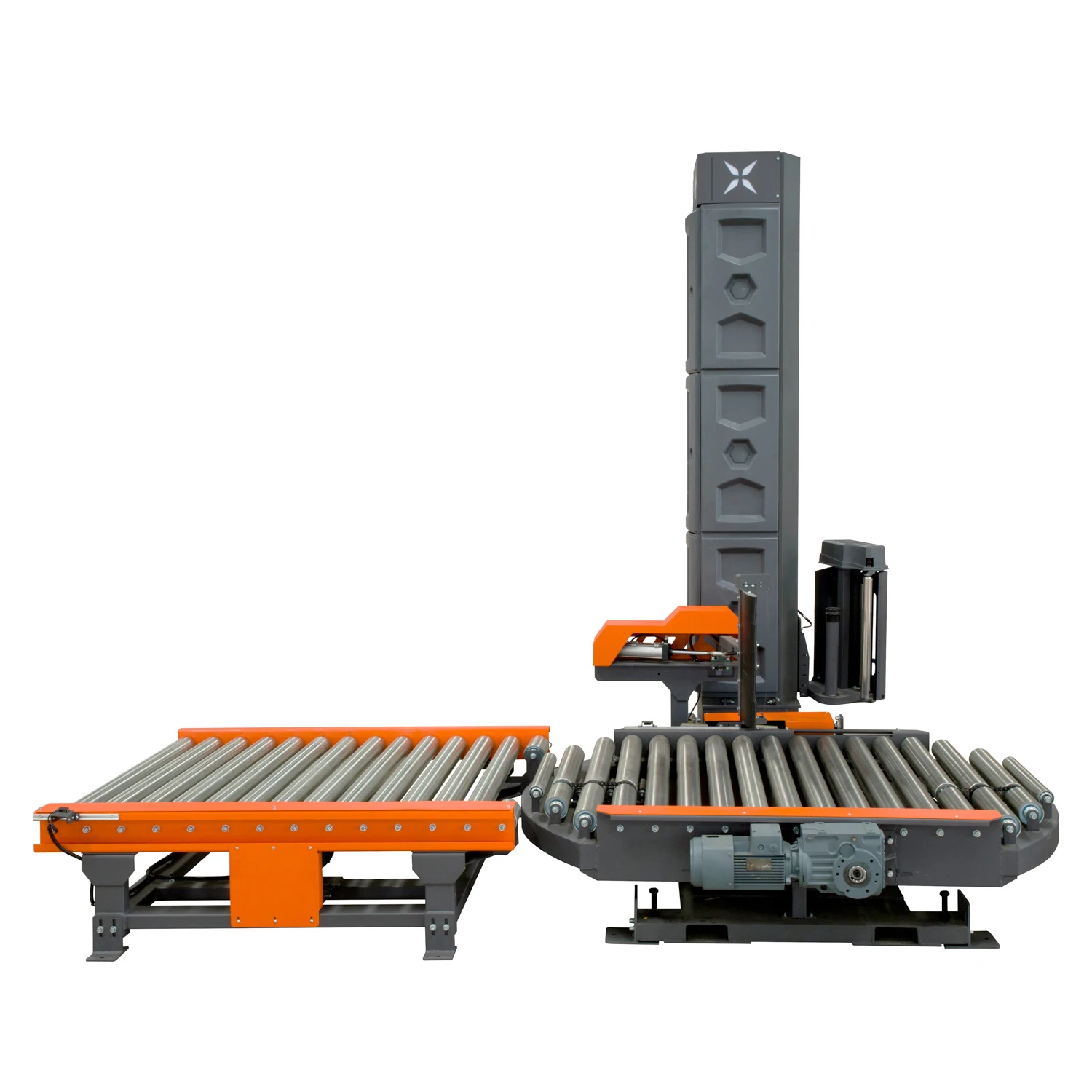 Online fully auto pallet stretch wrapper pallet wrapping machine with cutting clamping film automatic stretch wrapping machine