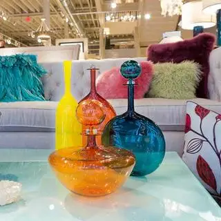 Custom Made Hand-blown Lead-free Blue Glass Wine Bubble Shape Decanter With Glass Stopper