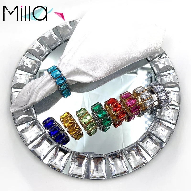 Colors Diamond Crystal Gold Silver Rhinestone Napkin Ring for Wedding Decoration