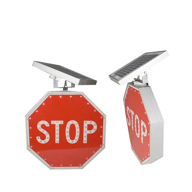 Triangle shape led flashing traffic warning solar panel powered road signs