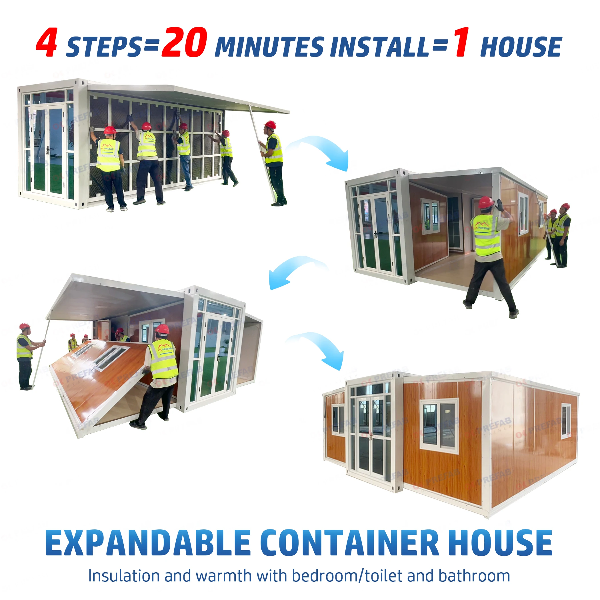 Ok Prefab New Design Customized 20 30 40 Feet Luxury Mobile Tiny Home Modular Prefabricated Prefab Expandable Container Houses