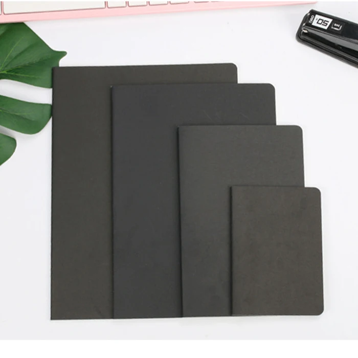 a4 a5 a6 b5 sewing binding blank lined black brown kraft paper composition notebook