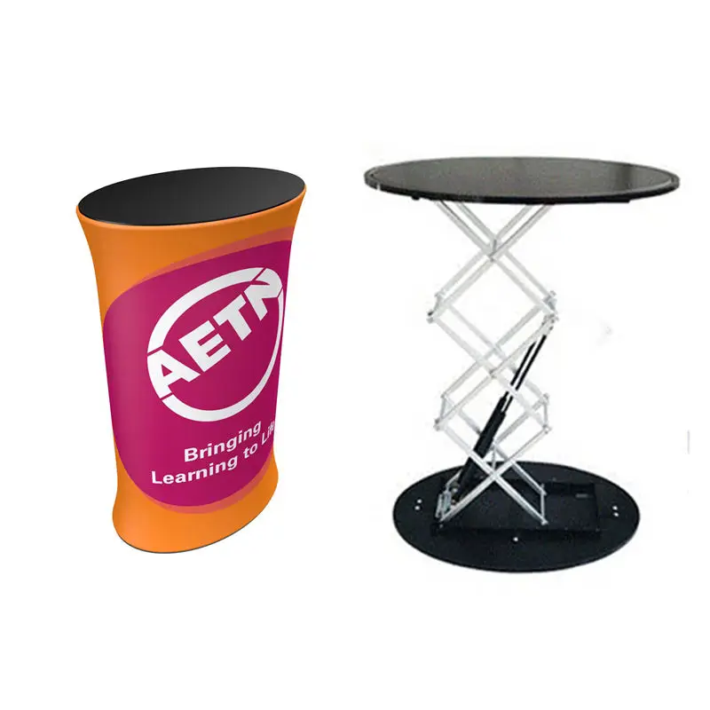 Portable Promotion counter oval Pop Up table custom Podium Stand Trade shows counter displays