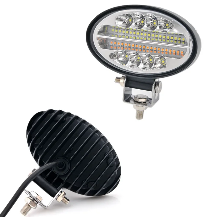 LED oval yellow, white, red and blue flash work spotlights off-road modified  A-pillar lights