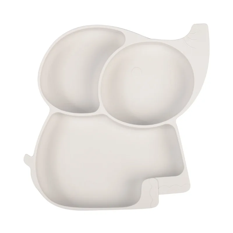 THEONE Bpa Free Silicone Elephant Shape Suction Baby Feeding Divided Plate for Toddler Baby