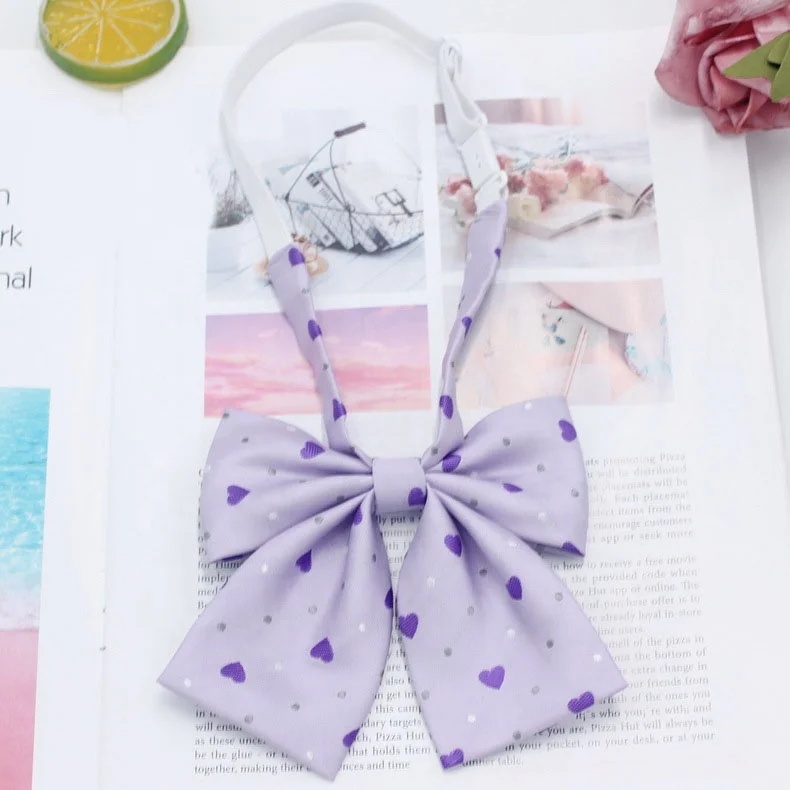 Genya Heart Dot Printing  JK Uniform Bow Tie Shirt Neckties Preppy Style Tie For Girls bow tie school uniform