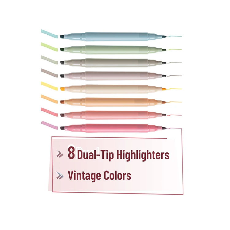 Tom art Factory custom brand no bleed colored double heads bible pastel aesthetic highlighter pen set for school office