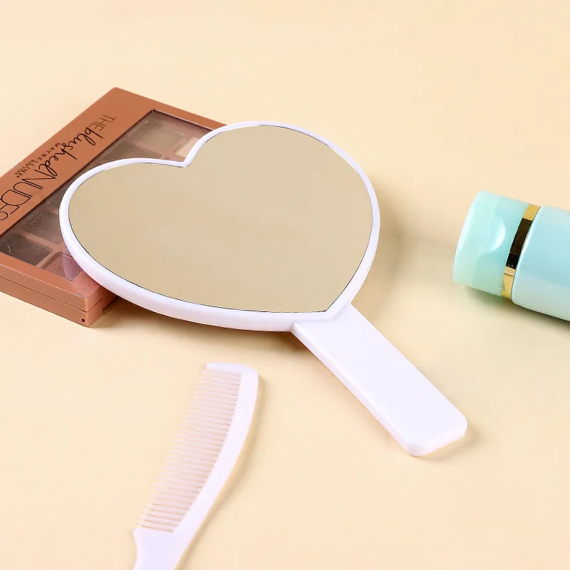 Customized hand mirror Private Label pocket mirror heart-shaped custom logo makeup mirrors for beauty girl