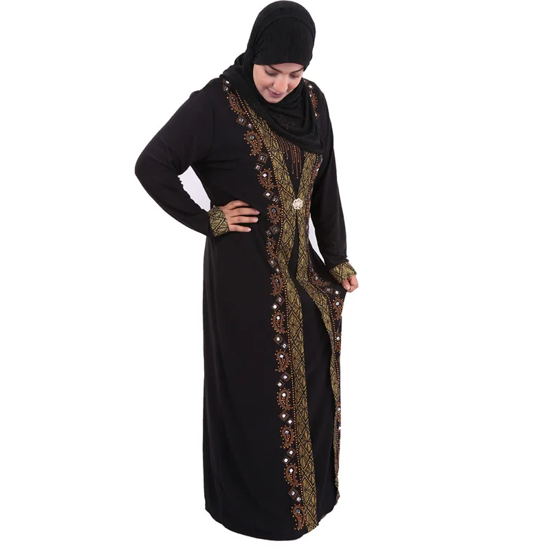 wholesale Crystal Beaded muslim long dress women Kaftan Dress dubai long sleeves abaya islamic Prayer Clothing YM001
