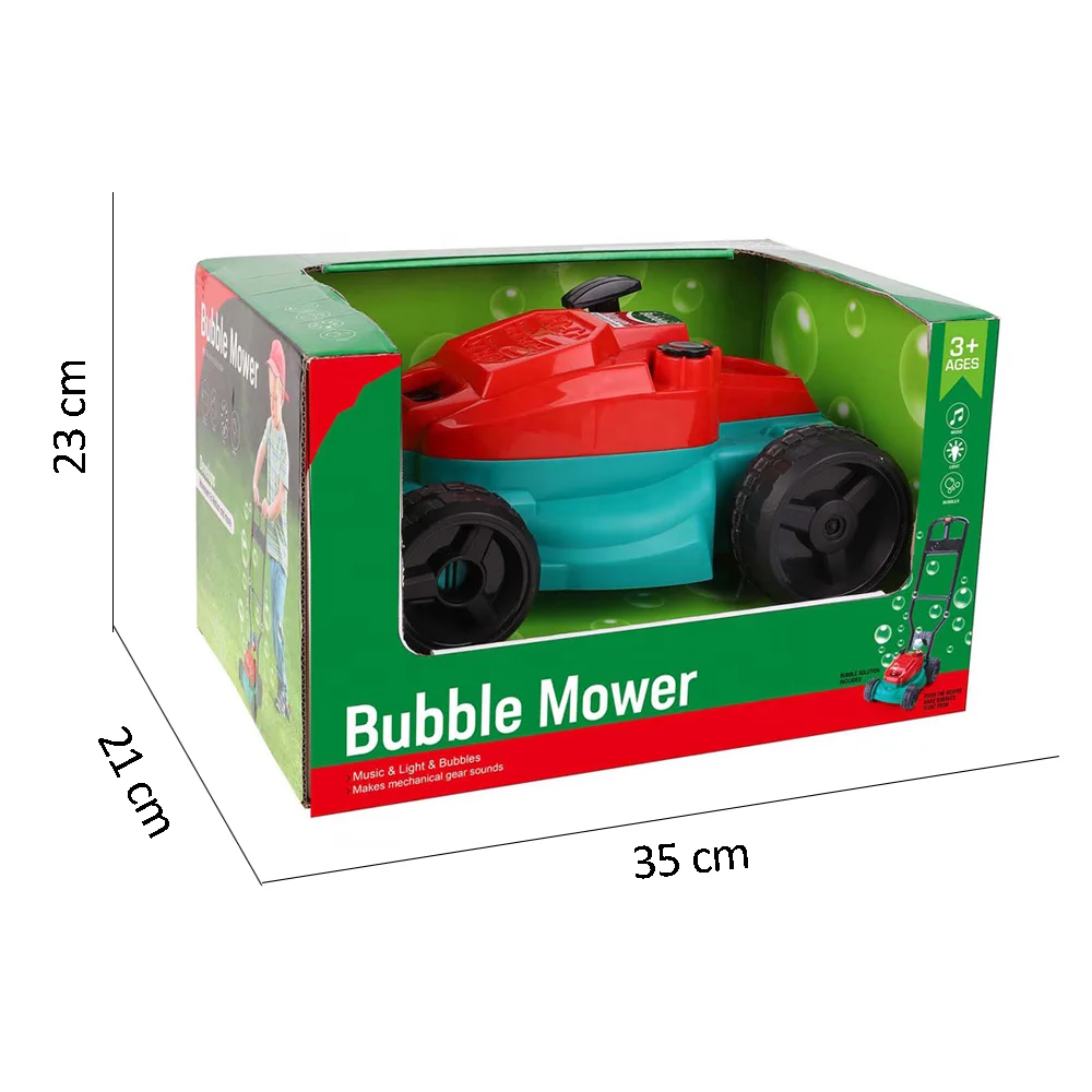 Electronic Outdoor Push Toys Lawn Mower Bubble Machine for Kids Automatic Bubble Blower with Light & Music Summer Play Toy