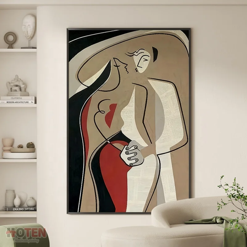 Original Art Custom Modern Best couple Figure & Portrait Wall Art Hand-Painted Canvas Oil Painting for Home Decor