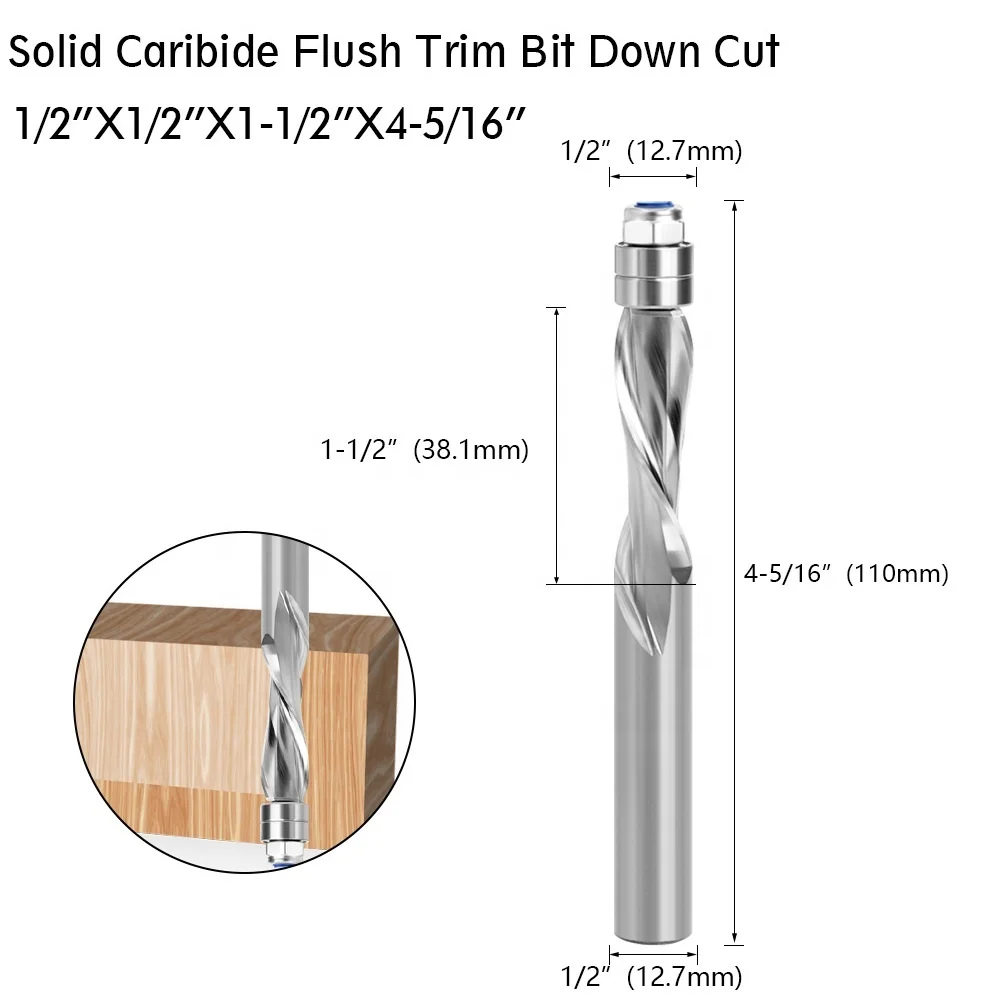 WEIX Hot Selling 1/2 1/4 Milling Cutter CNC Router Bit Flush Trim Bit with Bearing