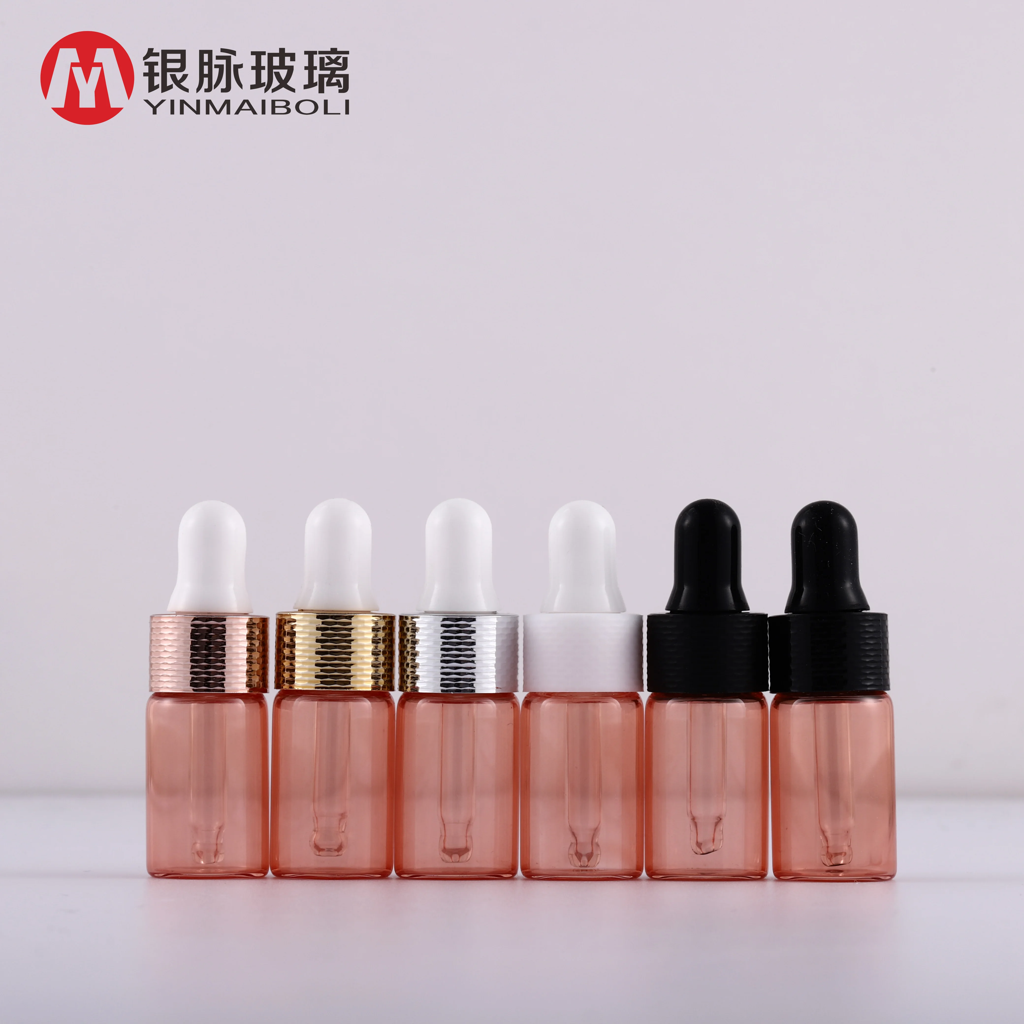 Empty rose gold mini dropper vial sample glass perfume bottle with Honeycomb ring dropper lid