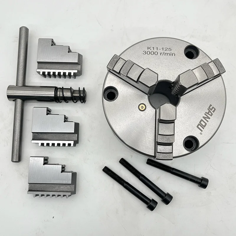 Высокоточный токарный патрон 125 мм с передним креплением SANOU, металлический токарный патрон K11-125 Самоцентрирующиеся Патрон 3 челюсти для мини-токарного станка