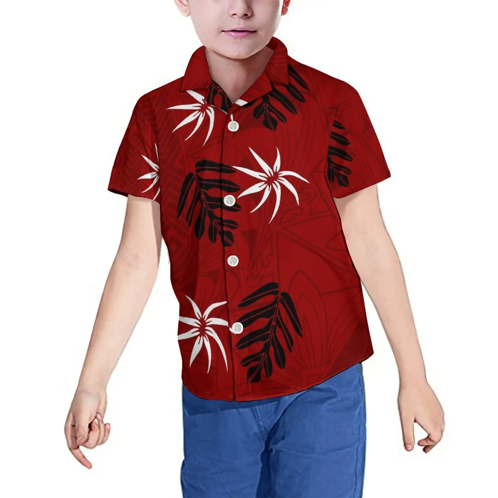 Wholesale Custom Print Toddler Boy Shirts Hawaiian Shirts Short Sleeve Button Baby Summer Kids Shirts Children Tops 2-16 Years