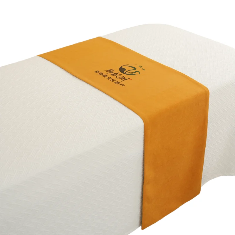 Embroidered customized High quality polyester bed runner Design Bed Scarves for SPA facial bed