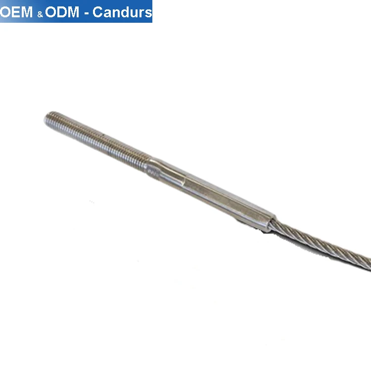 OEM Flexible 316 Stainless Steel Wire Rope Assemble With Thread Studs