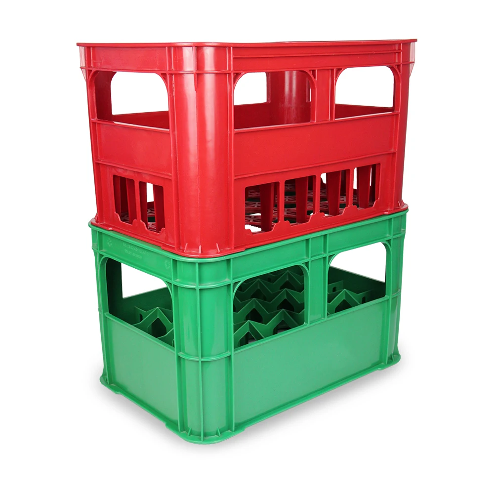 24 Bottle Glass Beer Juice Bottle Storage and Transportation Crate Stackable Plastic Beer Bottle Crate