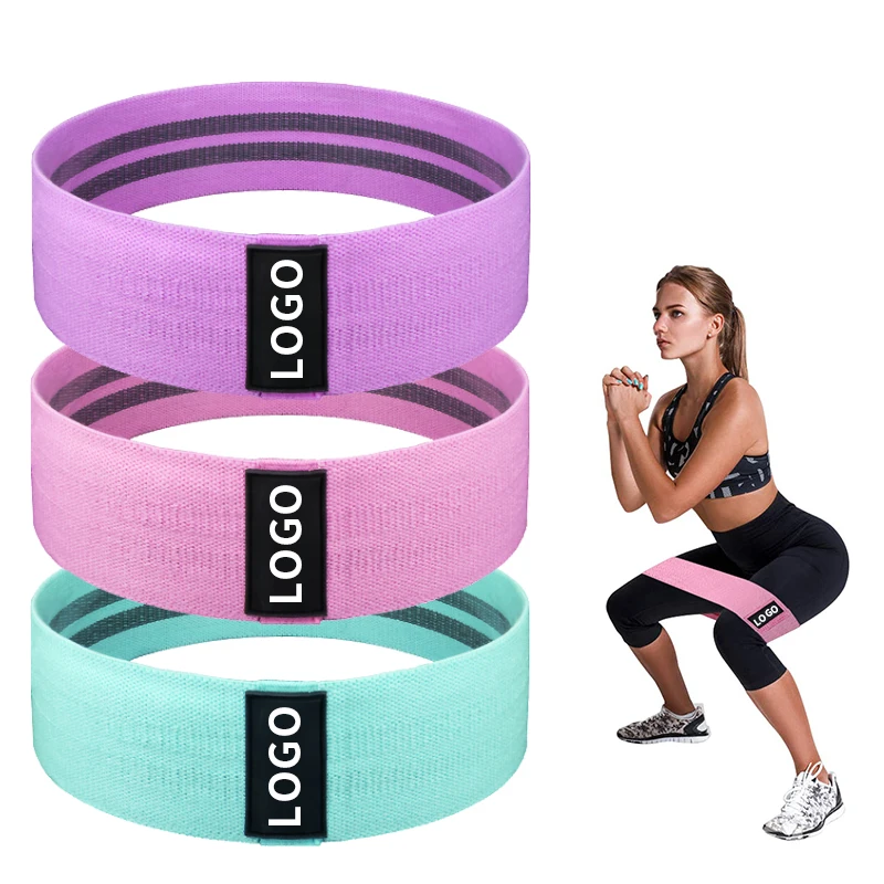 Hip Fabric Resistance Bands Custom Logo Printed Yoga Gym Exercise Fitness for Legs Glutes Booty
