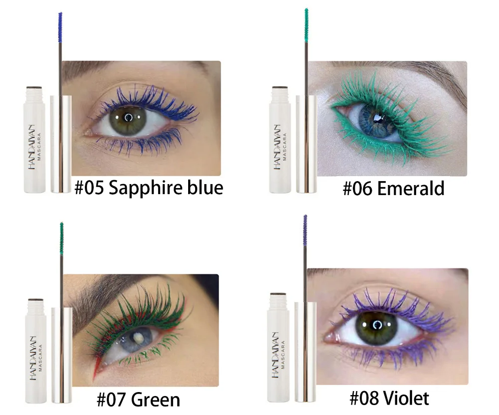 Wholesale Eyes Beauty Makeup Waterproof Colorful Blue Black White Red Green Pink Purple Mascara