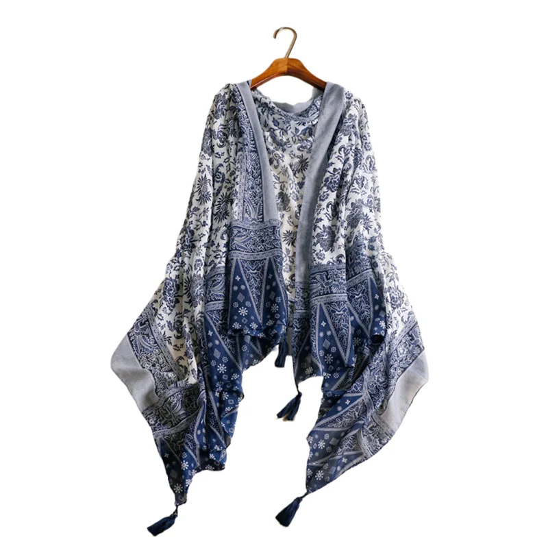 Europe and the United States fashion foreign trade without cutting marks elegant blue white porcelain sunscreen silk