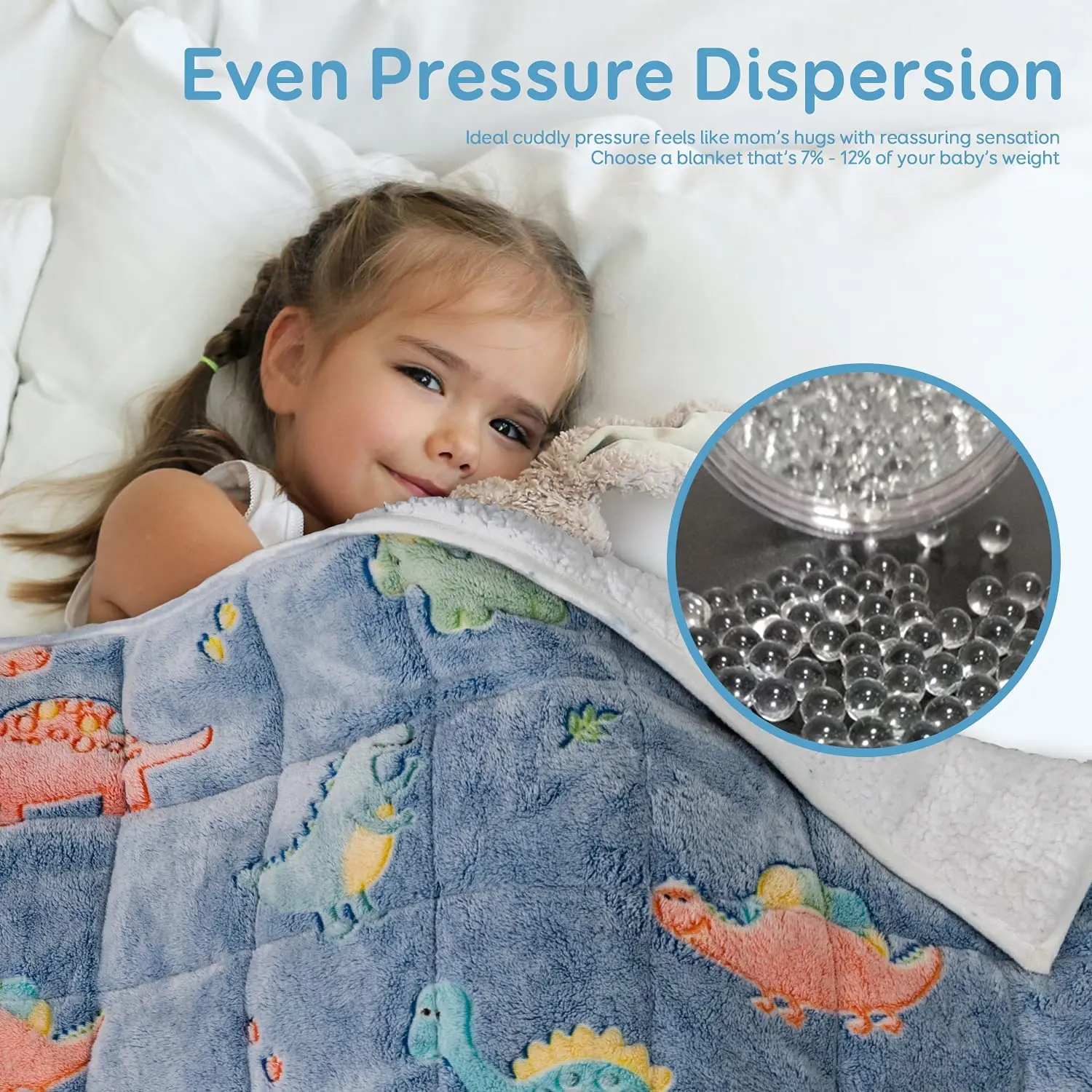 Relieve stress glass beads luminous custom kids weighted blanket with cover
