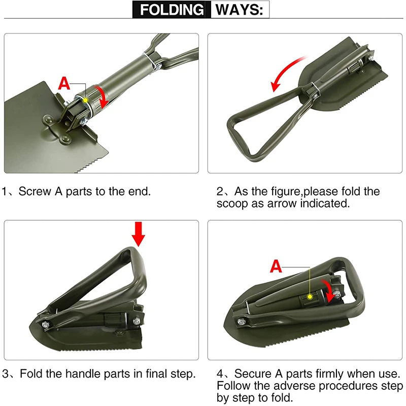 High Quality Portable Multi-function Survival Outdoor Tool Folding Mini D Handle Military Camping Folding Shovel