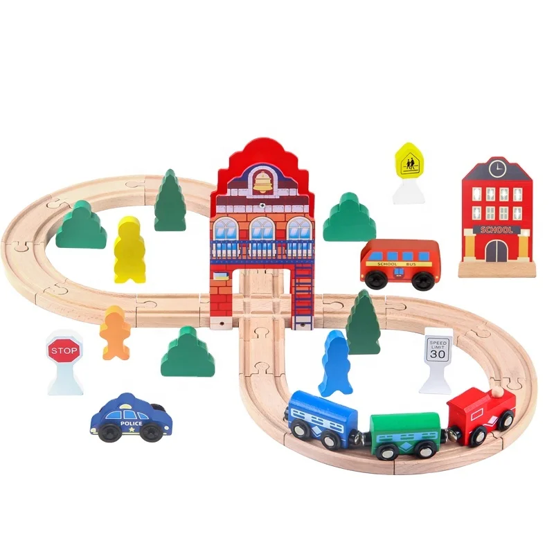 Customizable Wooden Train Track  Sets Toys For kids Brain and Track Train Slot Toy For Children Diy Train