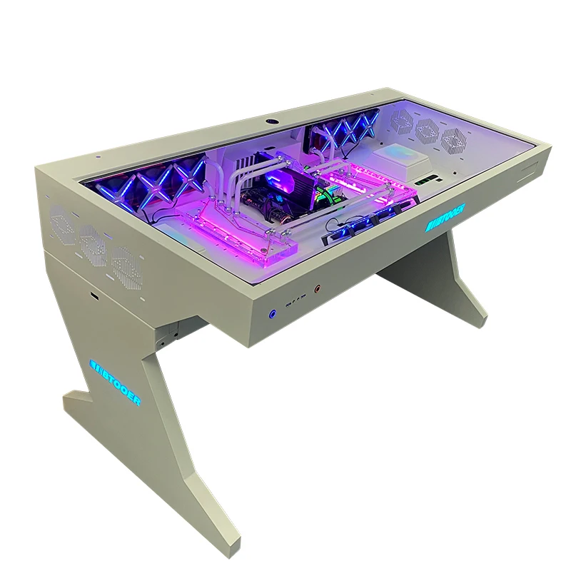 Hot Computer case  built-in transparent large case integrated table high-end cool sci fi special shaped gaming desk