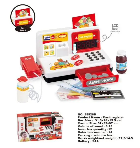Five Star Electric Calculator Mini Cash Register Shopping Set Toy Supermarket Cash Register Toys For Kids