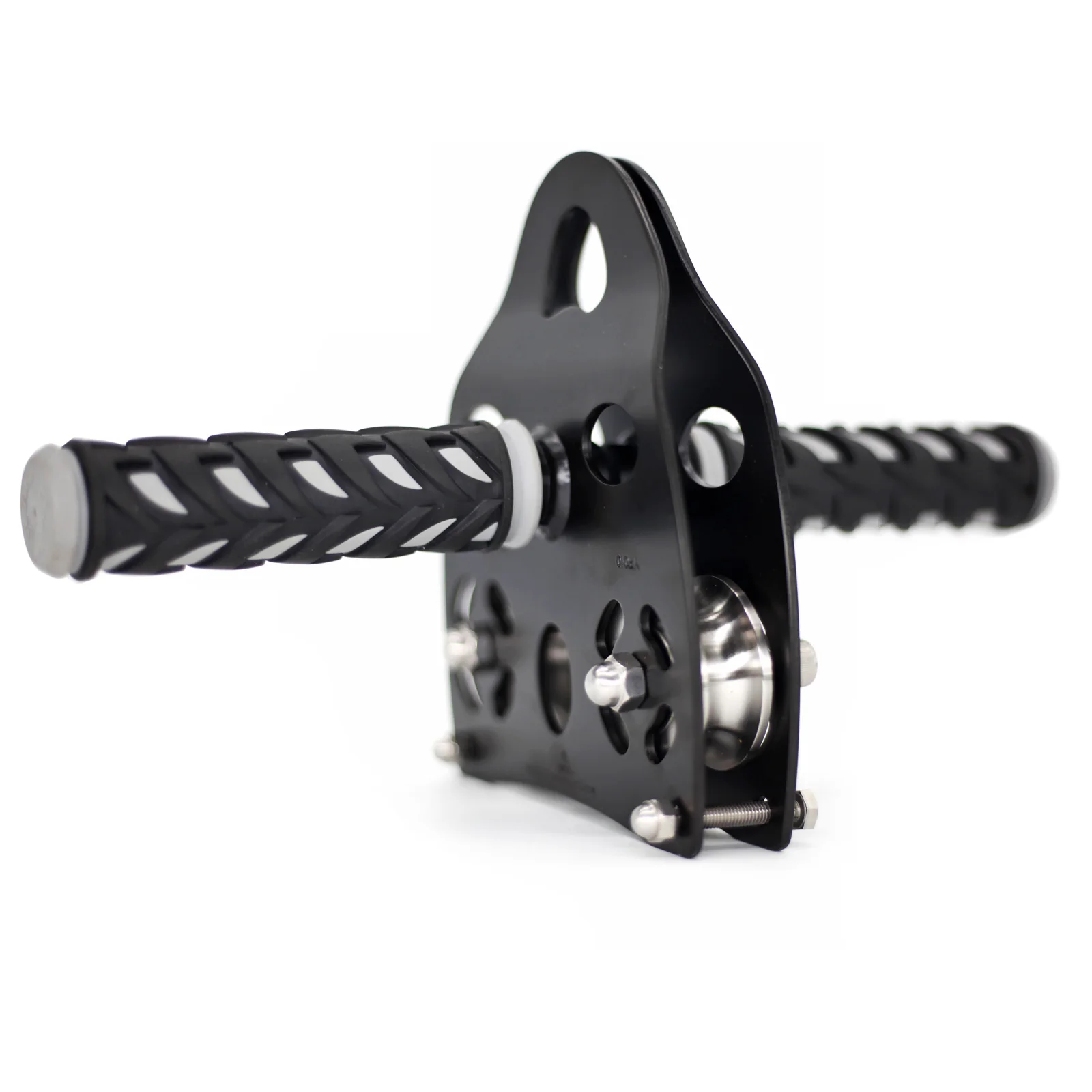 Outdoor children amusement adventure high-altitude zip line cross pulley hand-held dual-axle ropeway sliding steel cable black