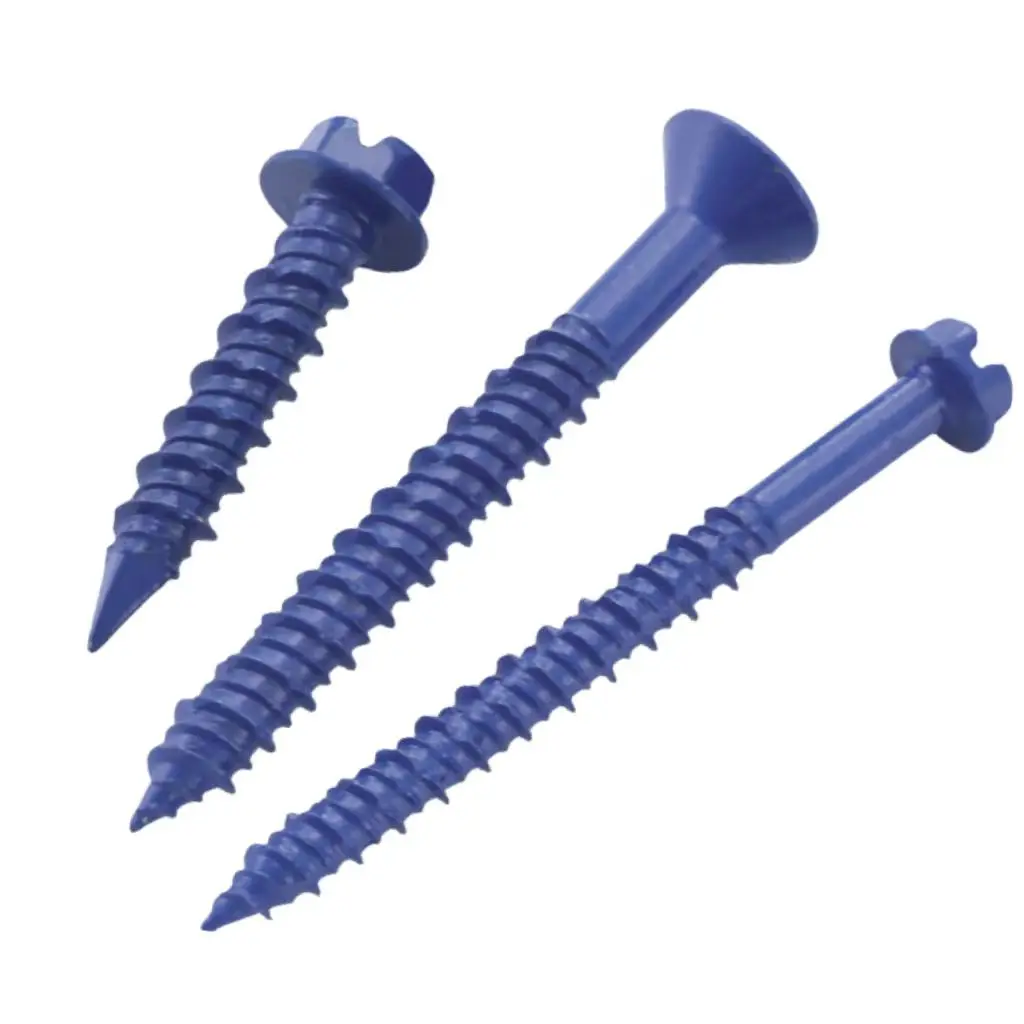 3/16 in - 1/4 in Slotted Hex washer Concrete Screw Anchor  Bluepoint Fasteners