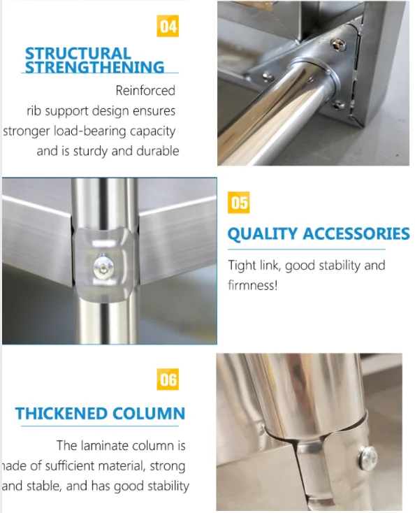 Kitchen equipment stainless steel work table hotel work bench table Kitchenware Cabinets