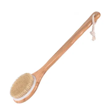 Detachable Custom Logo Long Handle Bamboo Bath Brushes Sponges Dry Brush Boar Bristle Body Brush